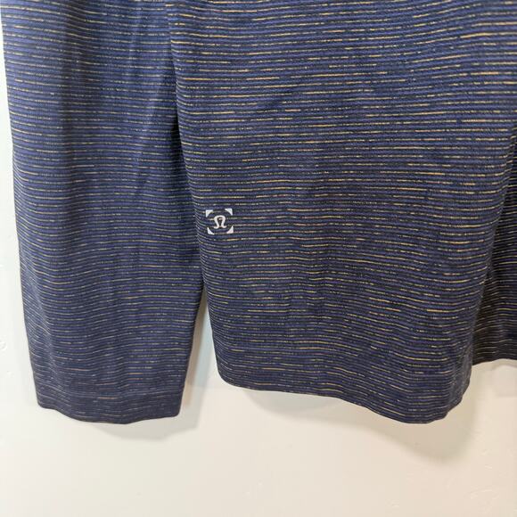 Lululemon Men's Shirt Metal Vent Long Sleeve Seamless Workout Gym Active Navy L - Picture 2 of 7